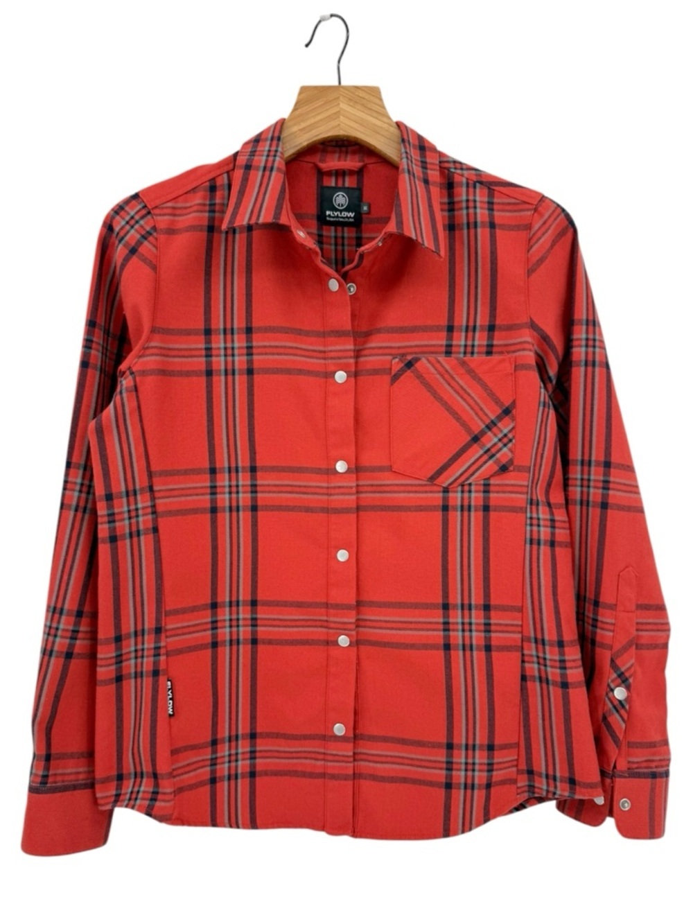 Flylow Brigitte Tech Flannel Shirt in Red Mars Night Plaid Size M